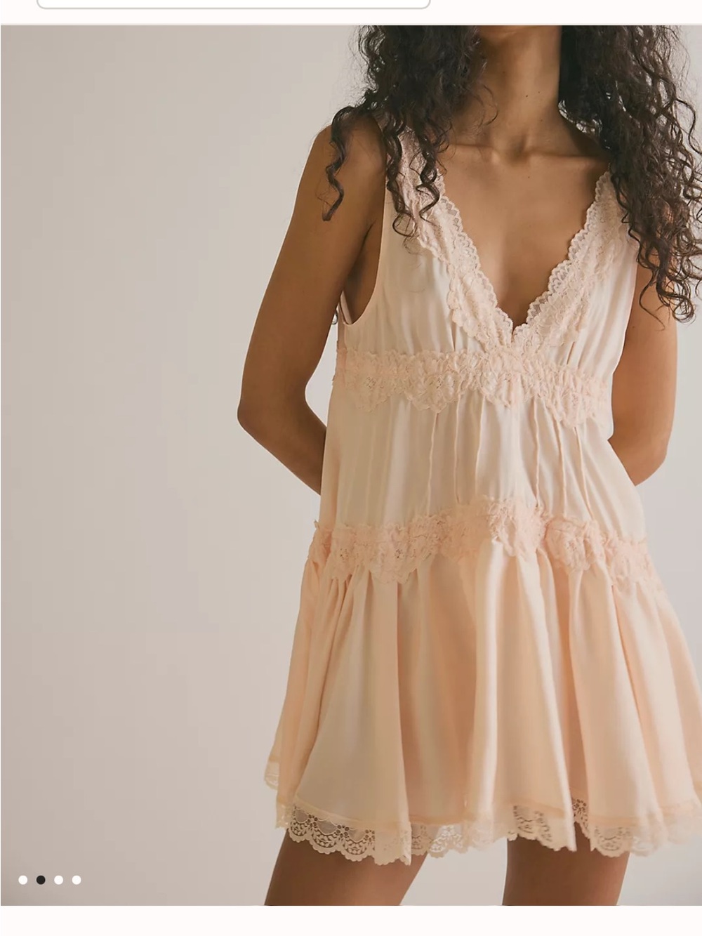Free People Peach Lace-Trim Chemise